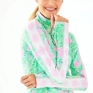 Lilly Pulitzer Serena Full Zip Luxletic Mandevilla Pink Sand Paradise